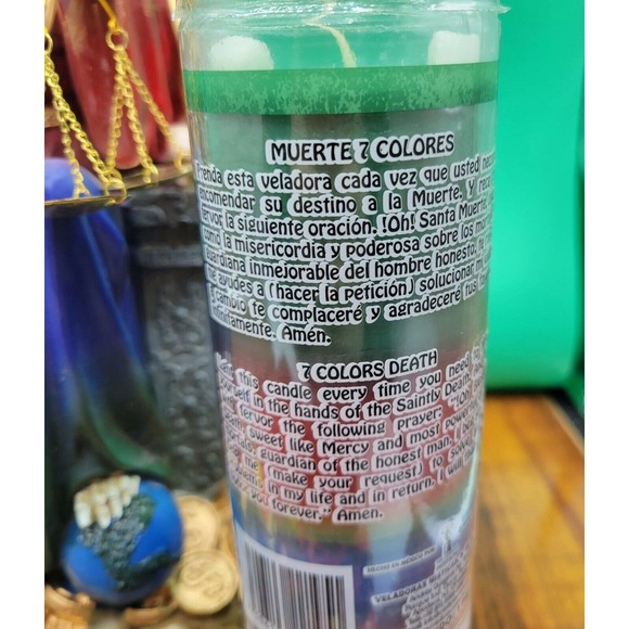 SANTA MUERTE 7 color Statue 12", 7 color Candle Fixed & incense Altar Bundle - Picture 4 of 16